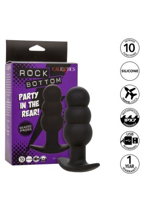 Rock Bottom Anal Plug mit Perlen 10 Vibrationen Silikon Schwarz von Calexotics kaufen | Fesselliebe