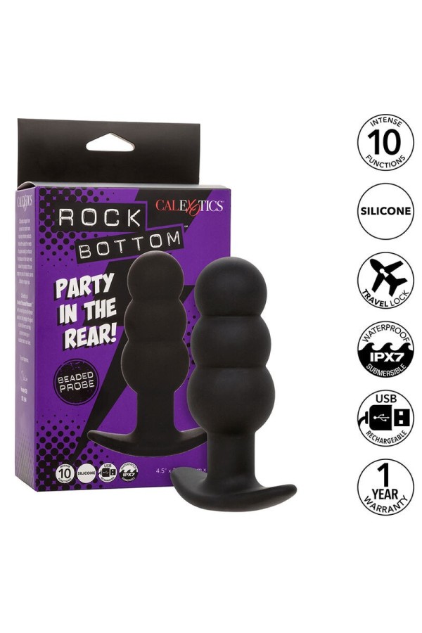 Rock Bottom Anal Plug mit Perlen 10 Vibrationen Silikon Schwarz von Calexotics kaufen | Fesselliebe