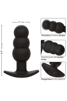 Rock Bottom Anal Plug mit Perlen 10 Vibrationen Silikon Schwarz von Calexotics kaufen | Fesselliebe