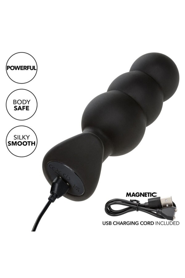 Rock Bottom Anal Plug mit Perlen 10 Vibrationen Silikon Schwarz von Calexotics kaufen | Fesselliebe