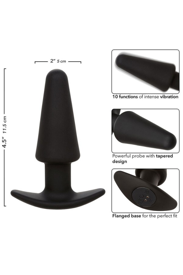Rock Bottom Tapered Anal Plug 10 Vibraciones Silikon Schwarz von Calexotics kaufen | Fesselliebe