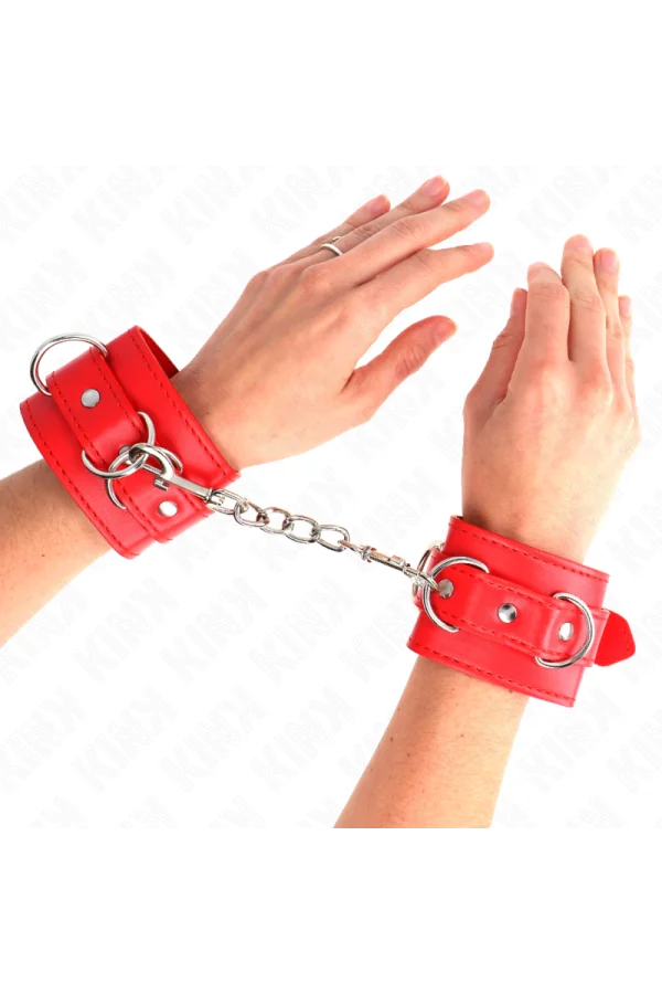 3 D-Ring Handgelenkfesseln verstellbar Rot 17,5-25 cm X 6 cm von Kink Wrist Restraint