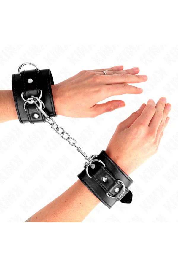 3 D-Ring Handgelenkfesseln verstellbar Schwarz 17,5-25 cm X 6 cm von Kink Wrist Restraint