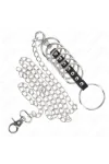 7 Penisringe aus Metall 3,8 cm bis 5 cm Verbunden mit Leder und Metallkette 100 cm von Kink Ring Power