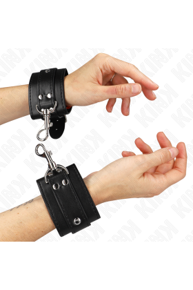 Abschließbare Dungeon Handgelenksfesseln Schwarz Verstellbar 21-28 cm X 5,5 cm von Kink Wrist Restraint kaufen | Fesselliebe