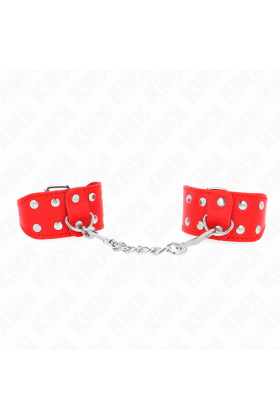 Armbänder mit Doppelter Reihe Verstellbarer Nieten Rot von Kink Wrist Restraint kaufen | Fesselliebe