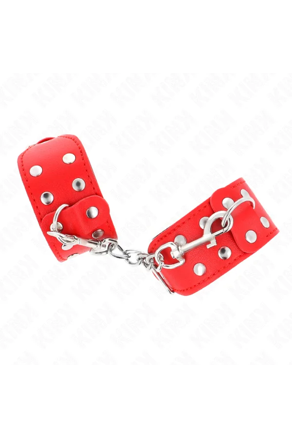 Armbänder mit Doppelter Reihe verstellbarer Nieten Rot von Kink Wrist Restraint