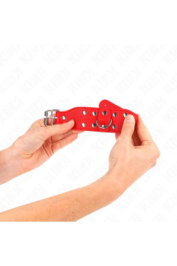 Armbänder mit Doppelter Reihe verstellbarer Nieten Rot von Kink Wrist Restraint