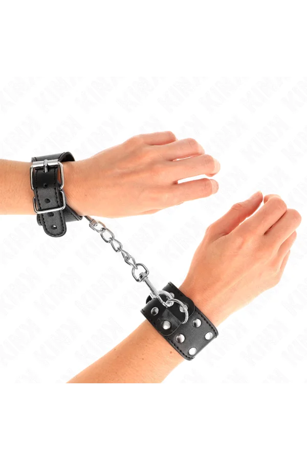 Armbänder mit Doppelter Reihe verstellbarer Nieten Schwarz von Kink Wrist Restraint