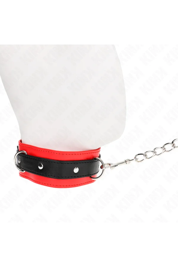 Basismodell Halsband mit Leine 65 cm Modell 3 Rot 53 X 5 cm von Kink Collar & Gag