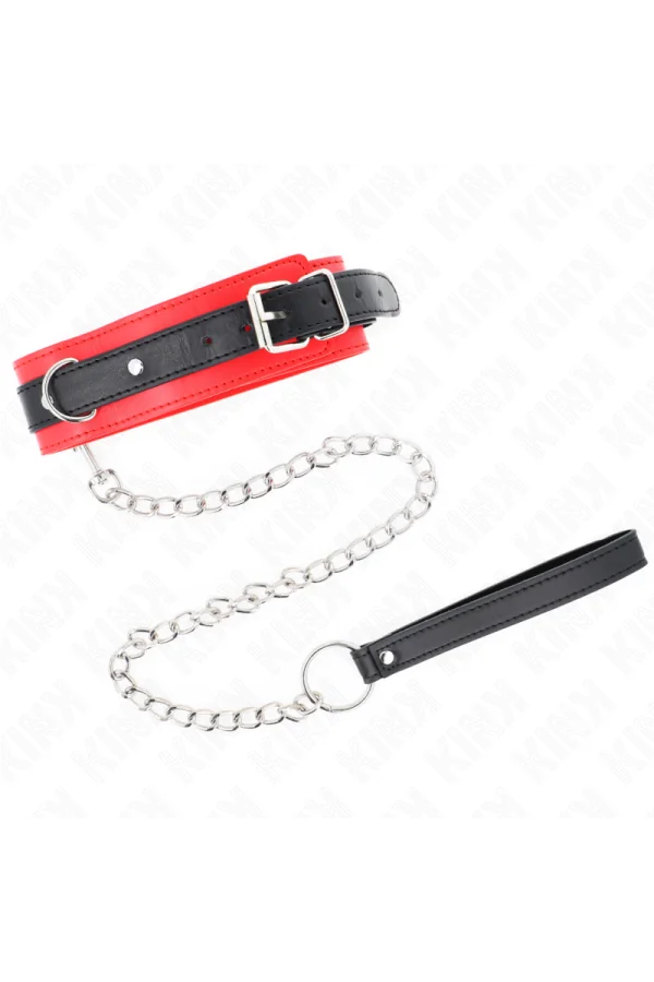 Basismodell Halsband mit Leine 65 cm Modell 3 Rot 53 X 5 cm von Kink Collar & Gag