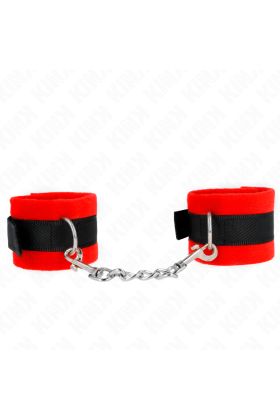 Beginner Pelzhandmanschetten Schwarz-Rot 30 X 7 cm von Kink Wrist Restraint kaufen | Fesselliebe