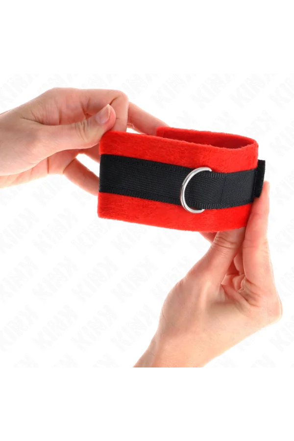 Beginner Pelzhandmanschetten Schwarz-Rot 30 X 7 cm von Kink Wrist Restraint