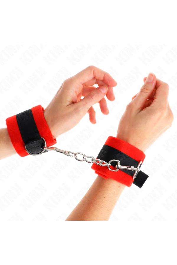 Beginner Pelzhandmanschetten Schwarz-Rot 30 X 7 cm von Kink Wrist Restraint