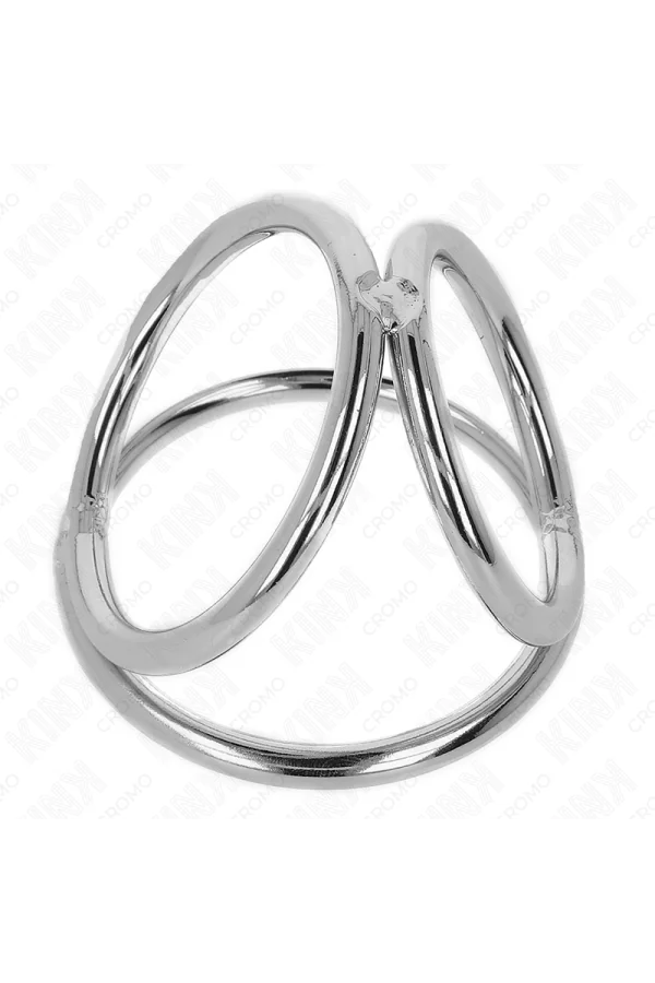 Dreifach Chrom Metall Penisring 3,8 cm bis 5 cm Modell 2 von Kink Ring Power