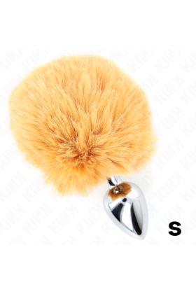 Edelstahl-Plug 7 X 3 cm mit Beigem Kaninchenschwanz aus Kunstfell 8 cm von Kink Pleasure Plugs kaufen | Fesselliebe