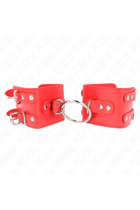 Handgelenkfesseln mit Ring und Nieten Verstellbar Rot 17-22 cm X 6,5 cm von Kink Wrist Restraint kaufen | Fesselliebe