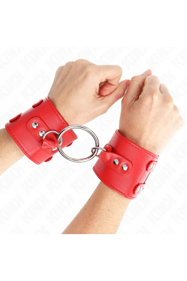 Feste Handgelenkfesseln mit Ring und Nieten verstellbar Rot 17-22 cm X 6,5 cm von Kink Wrist Restraint