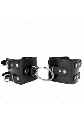 Feste Handgelenkfesseln mit Ring und Nieten verstellbar Schwarz 17-22 cm X 6,5 cm von Kink Wrist Restraint