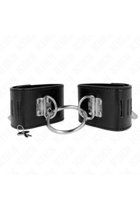Feste Handgelenkfesseln mit Ring und Vorhängeschloss Verschluss Schwarz 16-23 cm X 5,5 cm von Kink Wrist Restraint kaufen | Fesselliebe