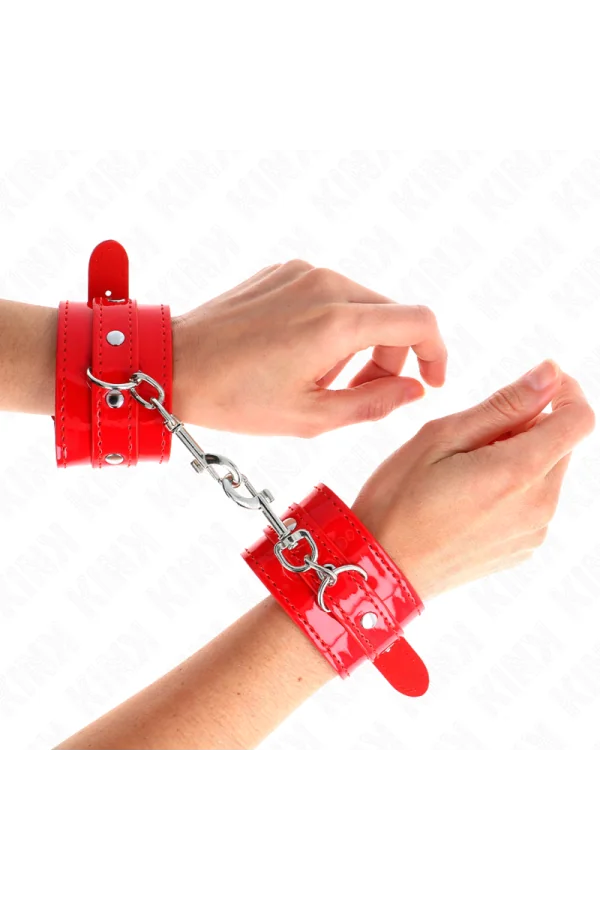 Glänzende Handmanschetten Rot verstellbar 23-33 cm von Kink Wrist Restraint