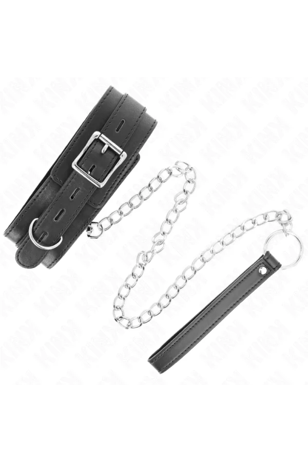 Halsband mit Gürtel 65 cm mit Riemen Schwarz 54 X 4,5 cm von Kink Collar & Gag