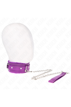 Halsband mit Leine 65 cm mit Einschränkungen Lila 36-42 cm X 5,5 cm von Kink Collar & Gag kaufen | Fesselliebe