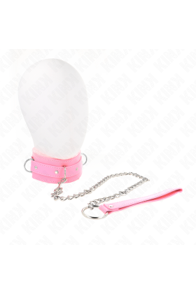 Halsband mit Leine 65 cm mit Einschränkungen Rosa 36-42 cm X 5,5 cm von Kink Collar & Gag kaufen | Fesselliebe