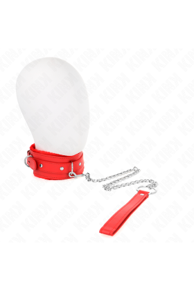 Halsband mit Leine 65 cm mit Einschränkungen Rot 36-42 cm X 5,5 cm von Kink Collar & Gag kaufen | Fesselliebe