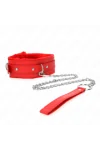 Halsband mit Leine 65 cm mit Einschränkungen Rot 36-42 cm X 5,5 cm von Kink Collar & Gag