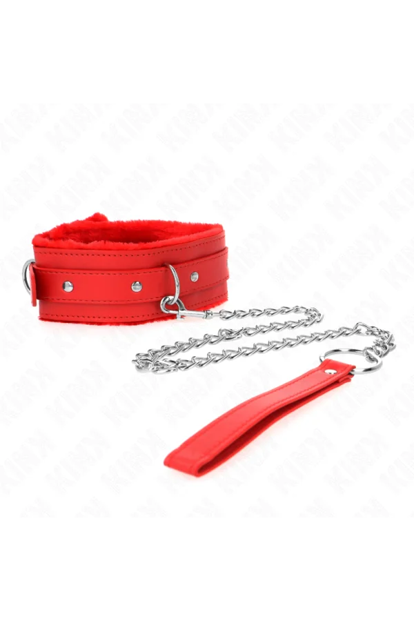 Halsband mit Leine 65 cm mit Einschränkungen Rot 36-42 cm X 5,5 cm von Kink Collar & Gag