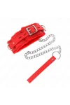 Halsband mit Leine 65 cm mit Einschränkungen Rot 36-42 cm X 5,5 cm von Kink Collar & Gag