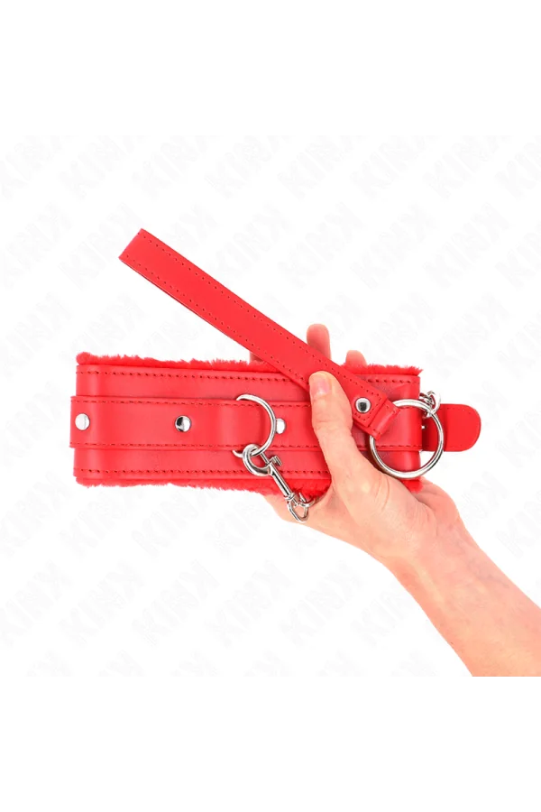 Halsband mit Leine 65 cm mit Einschränkungen Rot 36-42 cm X 5,5 cm von Kink Collar & Gag