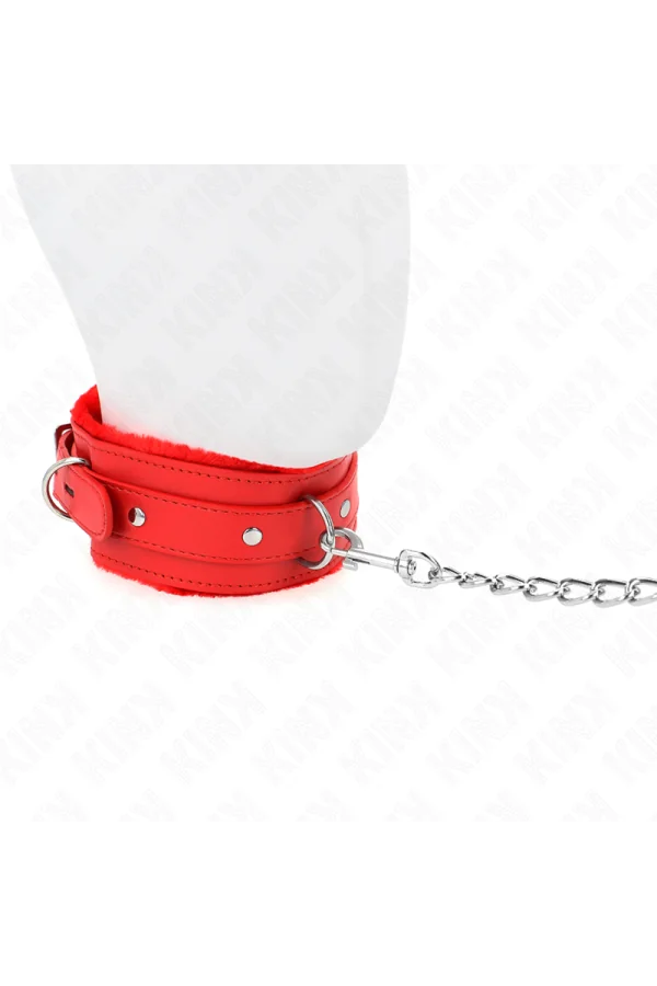 Halsband mit Leine 65 cm mit Einschränkungen Rot 36-42 cm X 5,5 cm von Kink Collar & Gag