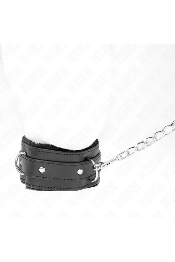 Halsband mit Leine 65 cm mit Einschränkungen Schwarz 36-42 cm X 5,5 cm von Kink Collar & Gag