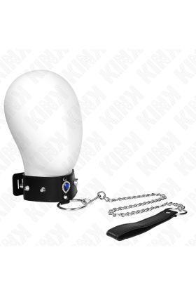 Halskette 65 cm mit Band mit Blauen Diamanten Verstellbar 36-43 cm X 5 cm von Kink Collar & Gag kaufen | Fesselliebe