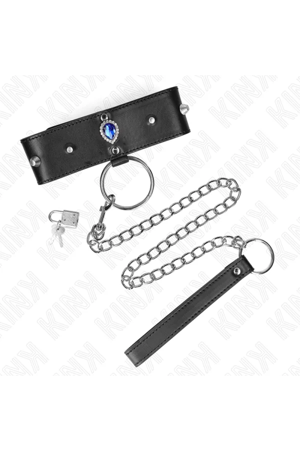 Halskette 65 cm mit Band mit Blauen Diamanten verstellbar 36-43 cm X 5 cm von Kink Collar & Gag