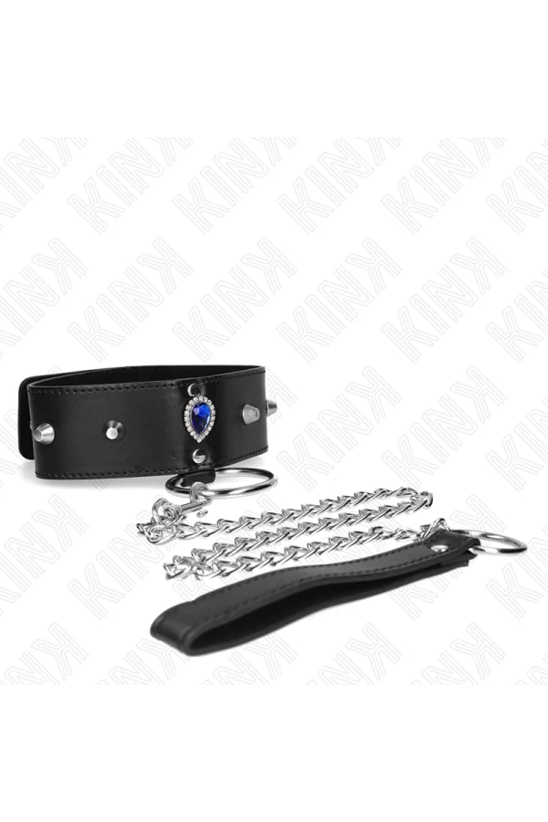 Halskette 65 cm mit Band mit Blauen Diamanten verstellbar 36-43 cm X 5 cm von Kink Collar & Gag