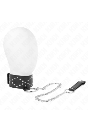 Halskette 65 cm mit Leine mit Silbernen Nieten Modell 3 Verstellbar 36-43 cm X 5 cm von Kink Collar & Gag kaufen | Fesselliebe