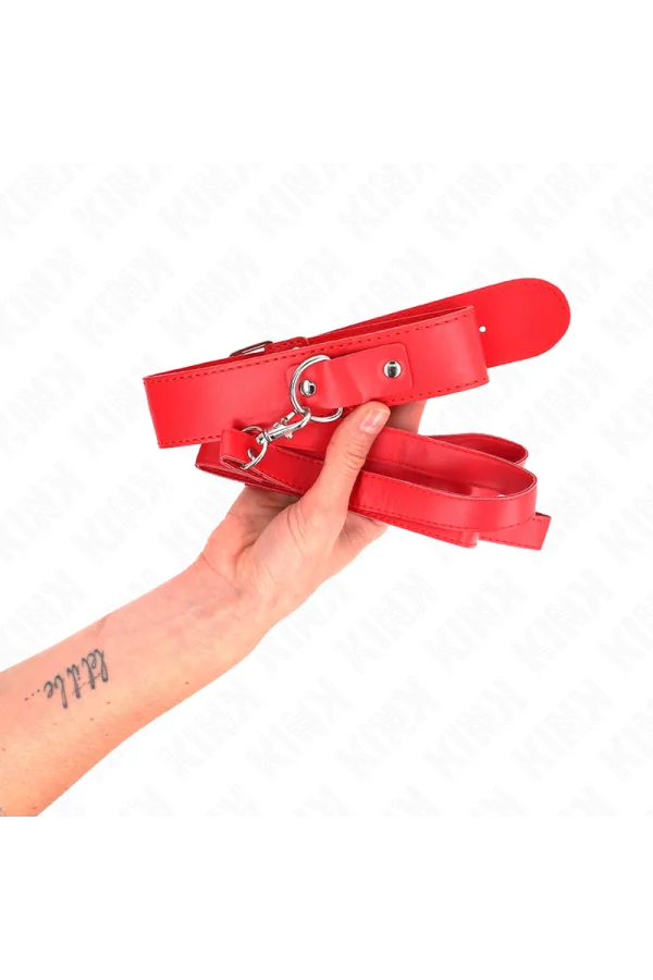 Halskette mit Gürtel 116 cm Rojo Gurt verstellbar 32-50 cm X 8 cm von Kink Collar & Gag