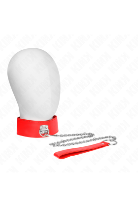 Halskette mit Gürtel 65 cm mit Breitem Roten Band Verstellbar 33,5-41 cm X 5 cm von Kink Collar & Gag kaufen | Fesselliebe