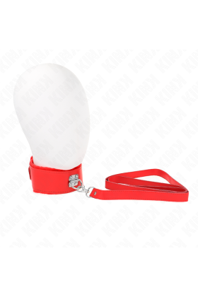Halskette mit Leine 116 cm mit Silbernen Nieten Modell 4 Rot Verstellbar 40-48 cm X 6 cm von Kink Collar & Gag kaufen | Fesselliebe