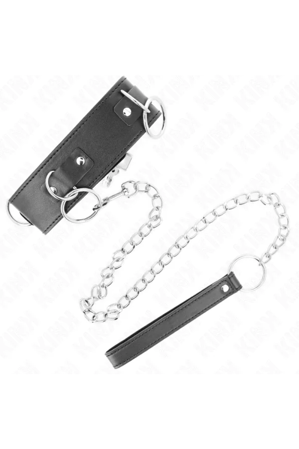 Halskette mit Leine 65 cm 3 Ring Modell 2 verstellbar 36-43 cm X 5 cm von Kink Collar & Gag