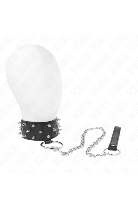 Halskette mit Leine 65 cm mit Silbernen Nieten Modell 5 Verstellbar 36-43 cm X 5 cm von Kink Collar & Gag kaufen | Fesselliebe