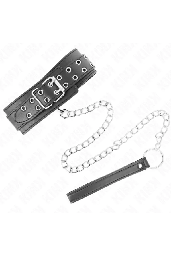 Halskette mit Riemen 65 cm Silber Schnallen verstellbar 33-46 cm X 5,5 cm von Kink Collar & Gag