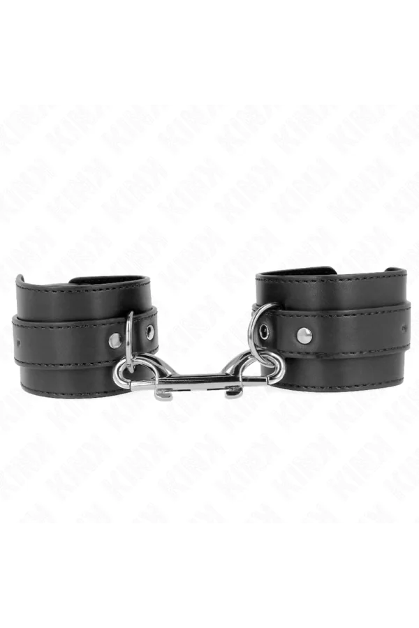 Handgelenkfesseln - Einzelne Nietenreihe und Grosse Schnalle Schwarz verstellbar 17-28 cm X 5 cm von Kink Wrist Restraint