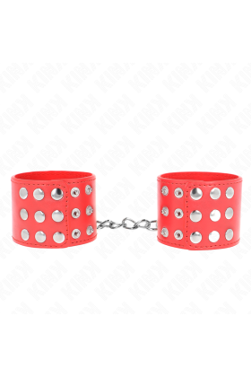 Handgelenkfesseln mit Druckverschluss Rot Verstellbar 19-24 cm X 5,5 cm von Kink Wrist Restraint kaufen | Fesselliebe