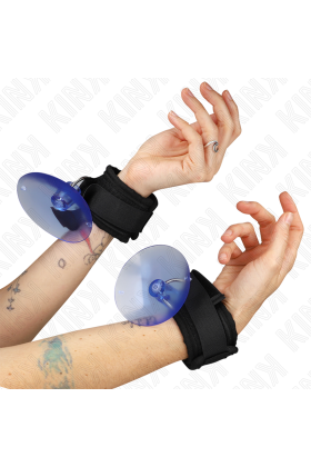 Handgelenkfesseln mit Saugnäpfen Schwarz 29-40 cm X 5 cm von Kink Wrist Restraint kaufen | Fesselliebe