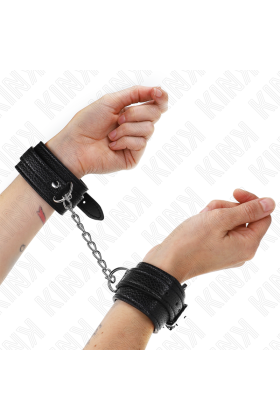 Handgelenkfesseln mit Schlangenmuster, Schwarz, Verstellbar 20-28 cm X 5,4 cm von Kink Wrist Restraint kaufen | Fesselliebe