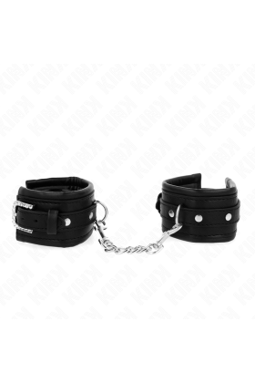 Handgelenkfesseln mit Strass-Schnalle, Schwarz, Verstellbar 25-32 cm X 5,5 cm von Kink Wrist Restraint kaufen | Fesselliebe